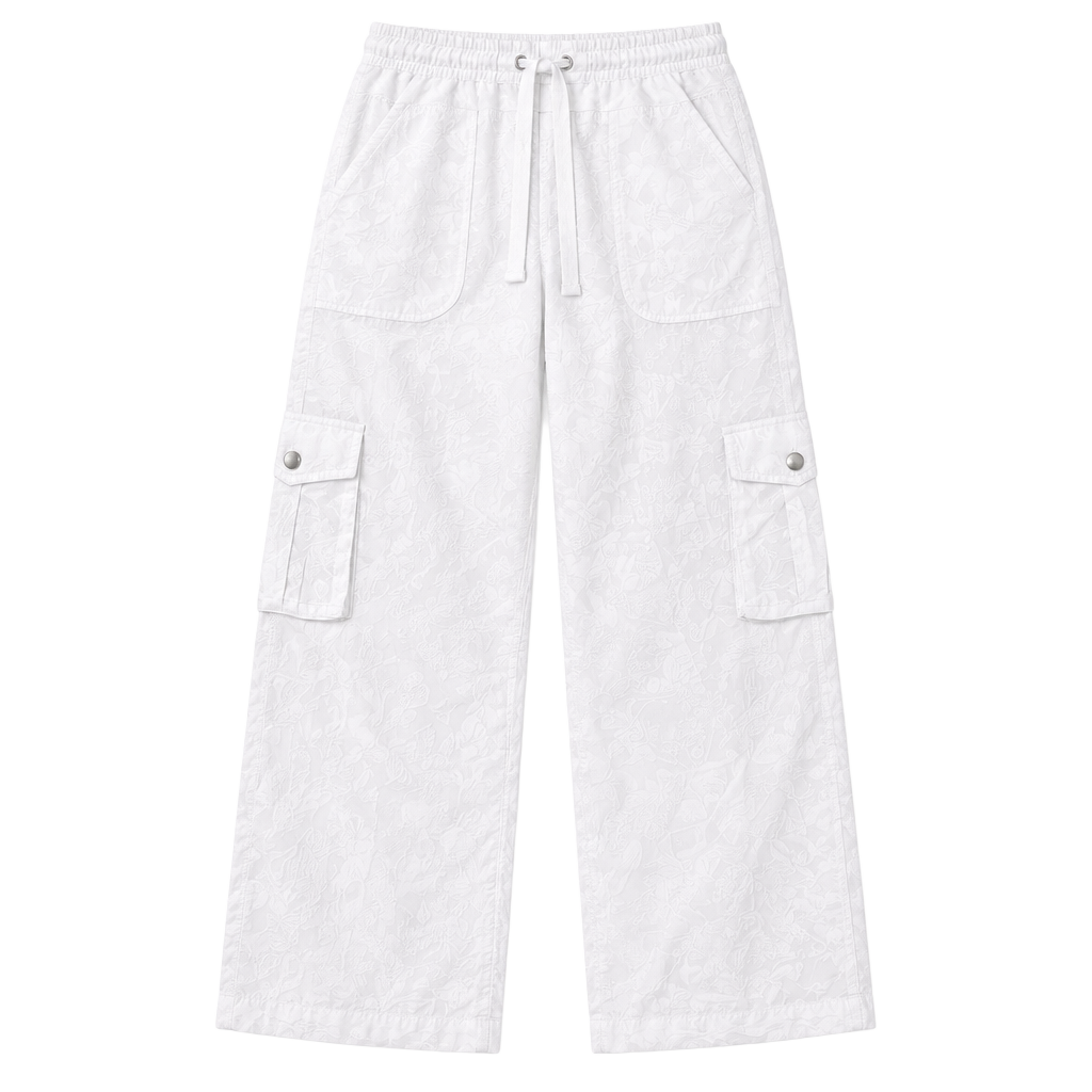 MoFiz Cargo Pants Size M White Wide Leg Drawstring 1