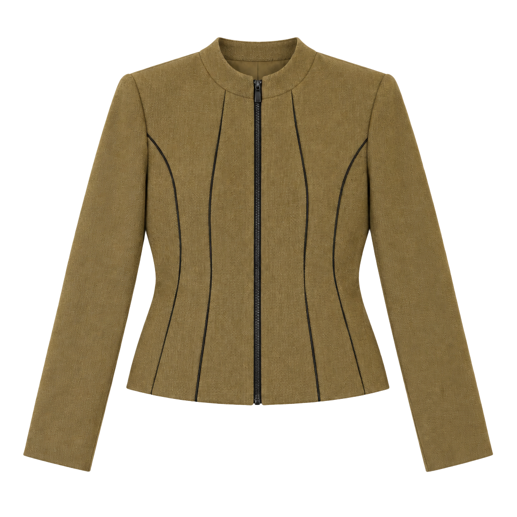 Kasper Full Zip Jacket Tan Poly Blend 1