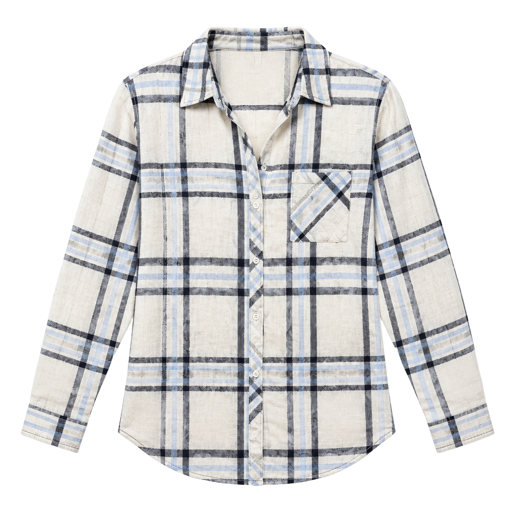 Rails Plaid Button Down Shirt Size M White Blue Rayon 1