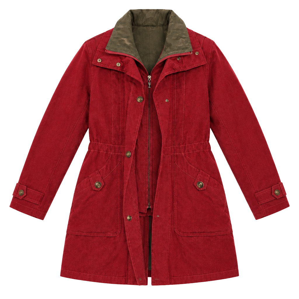 Miss Gallery Anorak Jacket Size L Red Utility Cargo Coat Fleece Lined 1