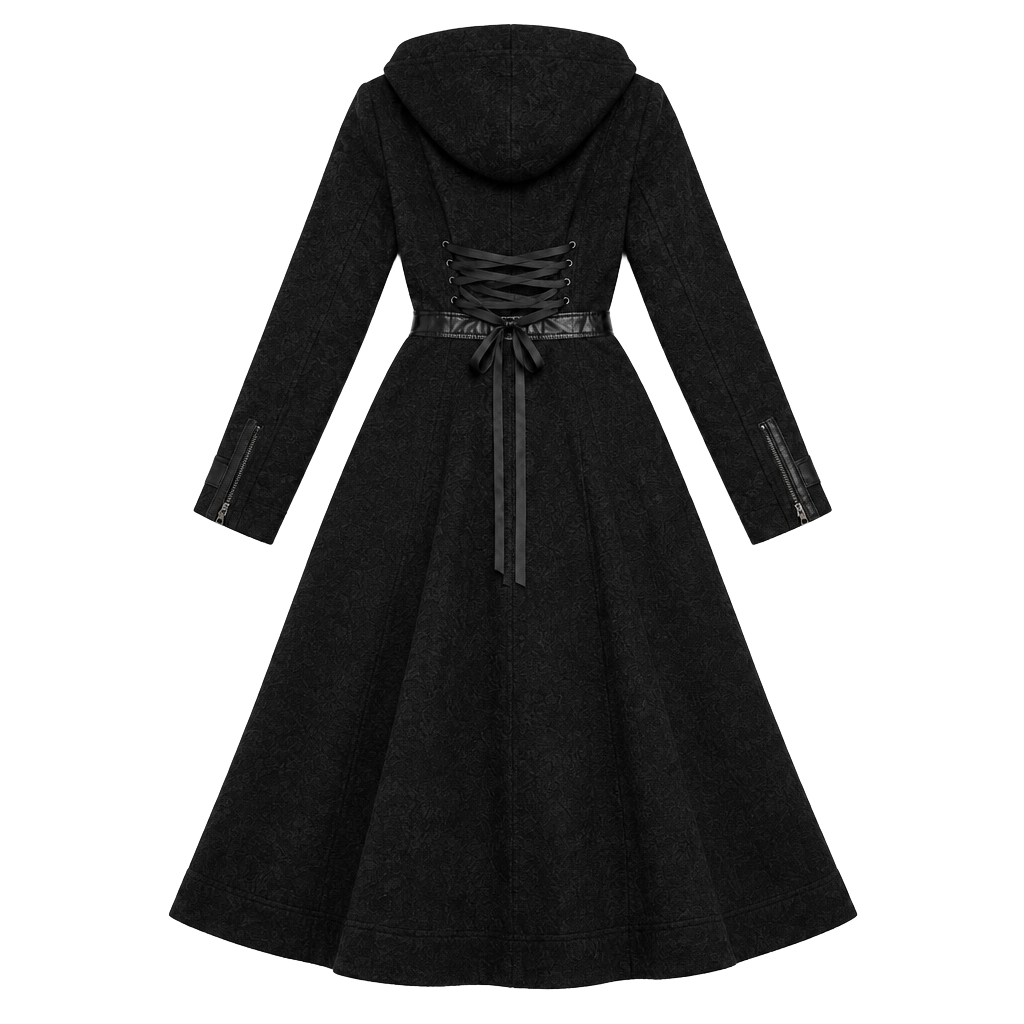 Her Universe Doctor Who Corset Back Coat Size 3 Black Wool Blend Hooded 1