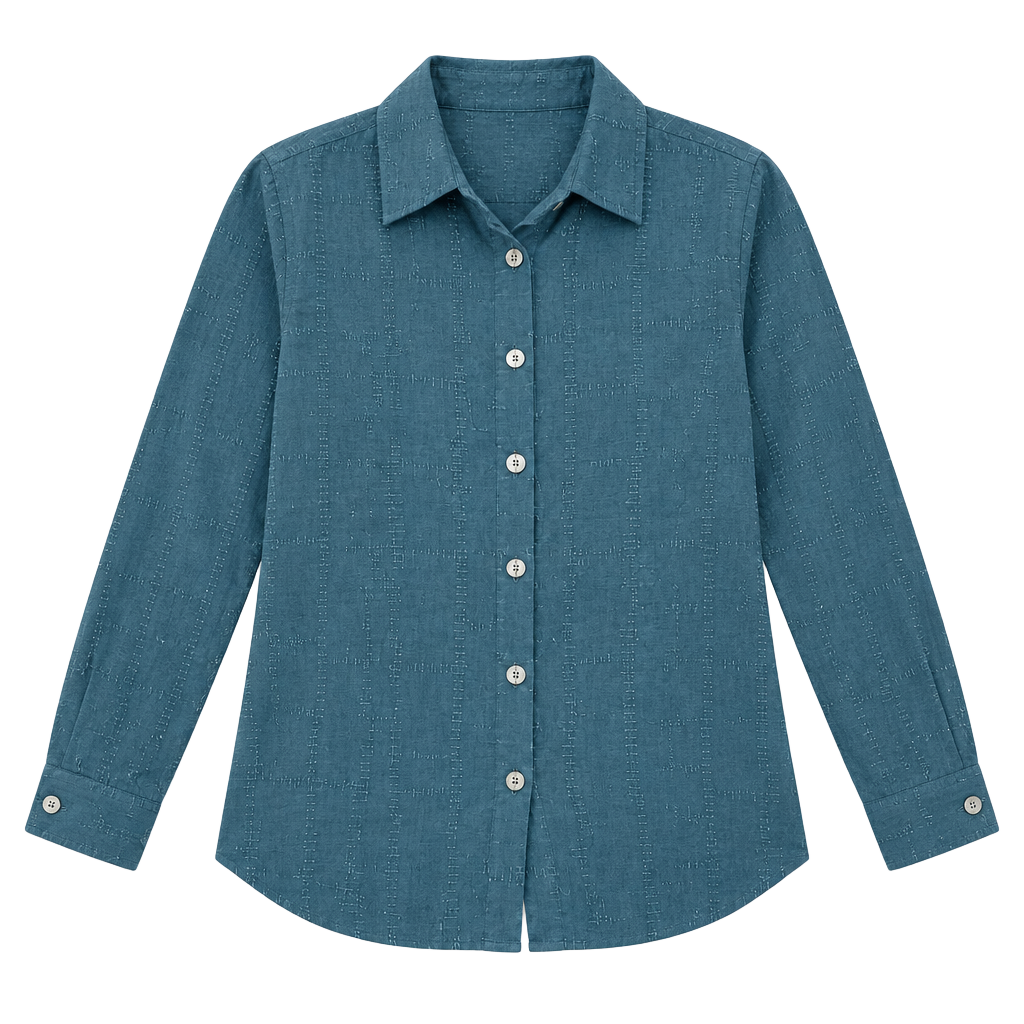 Erin London Button-Down Shirt Size 3X Muted Teal Faux Suede Embroidered 1