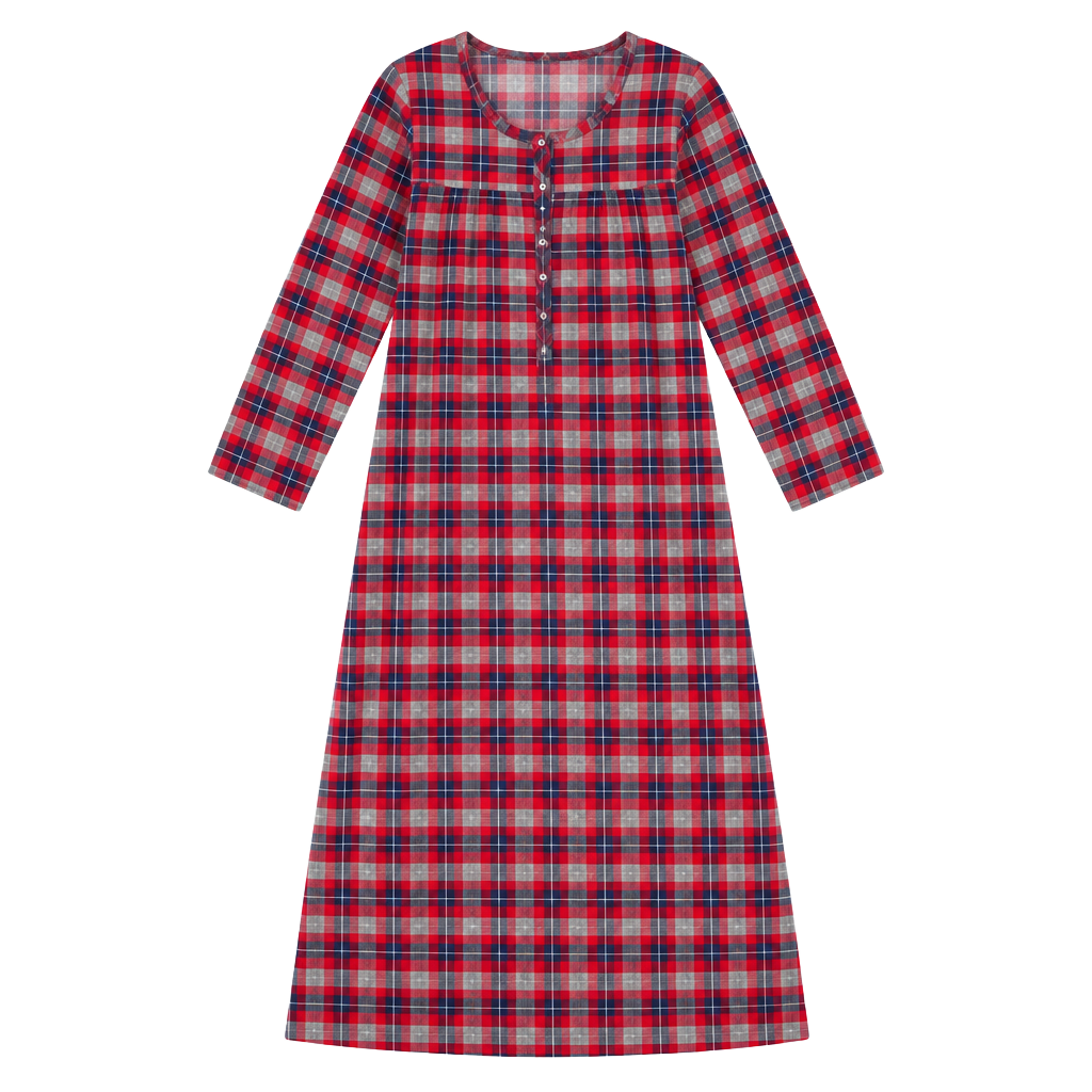 Aria Collection Nightgown Size M Red Plaid Fleece Sleepwear 1