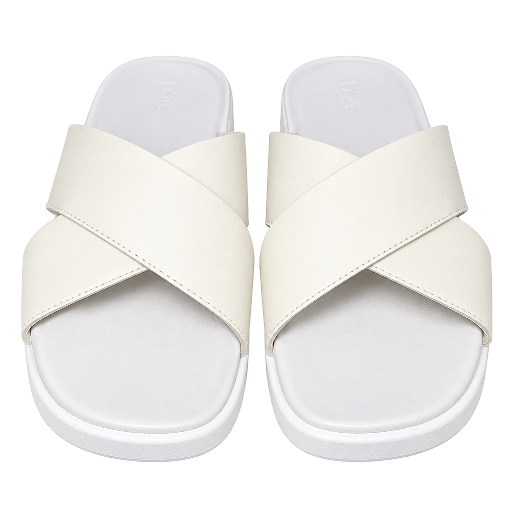No 43 Ugg Cross Strap Platform Slide Sandals White Leather 1