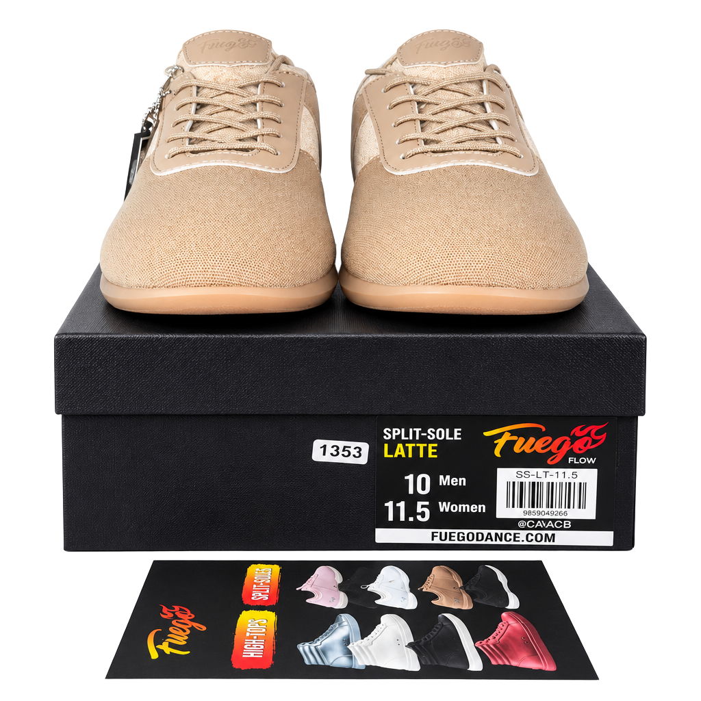 No.63 Fuego Split-Sole Latte Dance Sneaker Size 10 Men 11.5 Women 1