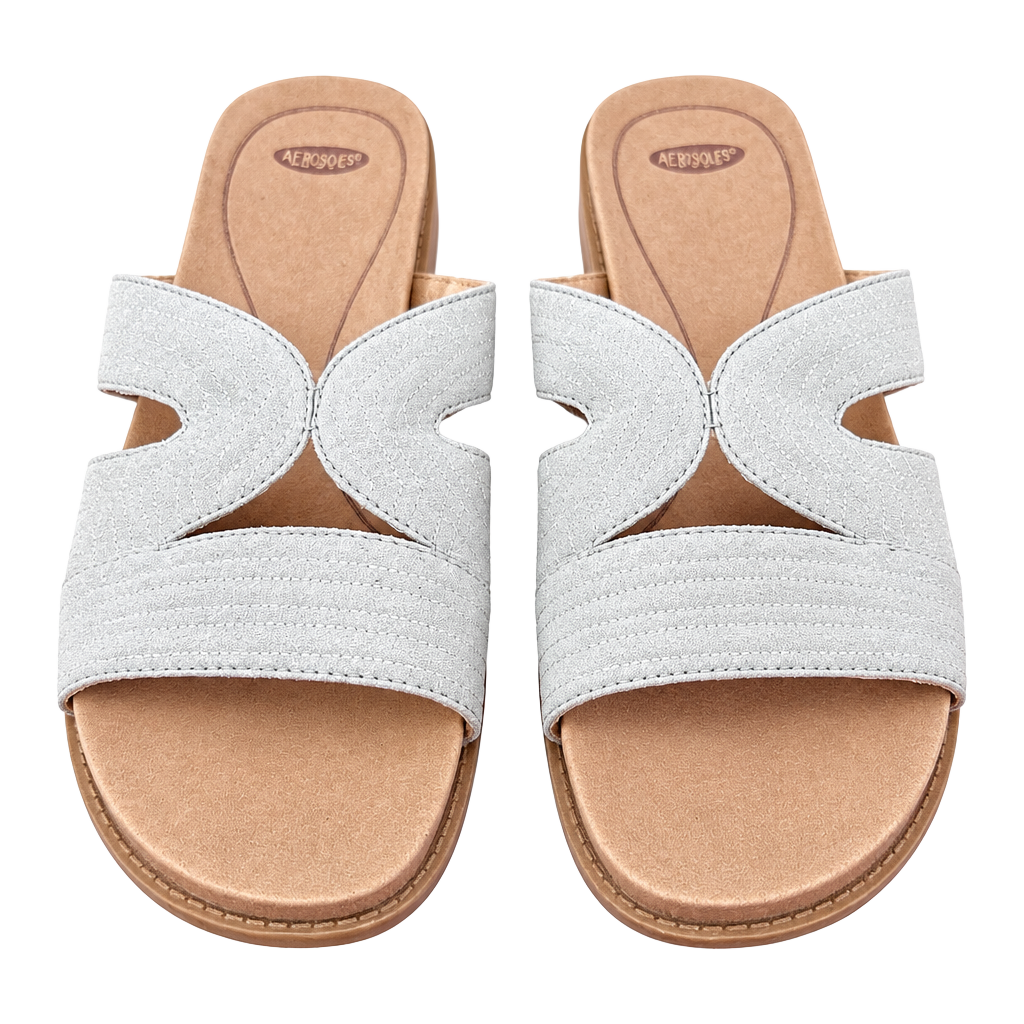 No.44 Dr. Scholl's Kourtney Flat Slide Sandals Size 8.5M Light Green Fabric 1