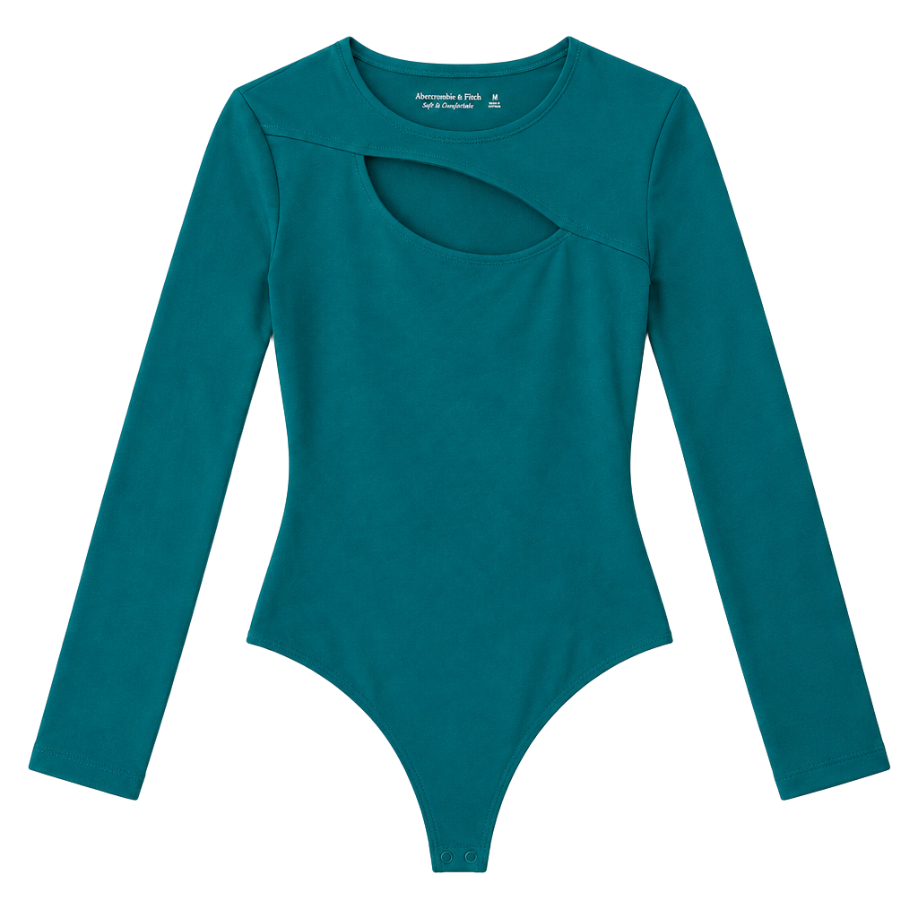 Abercrombie & Fitch Cutout Bodysuit Size M Teal Long Sleeve 1