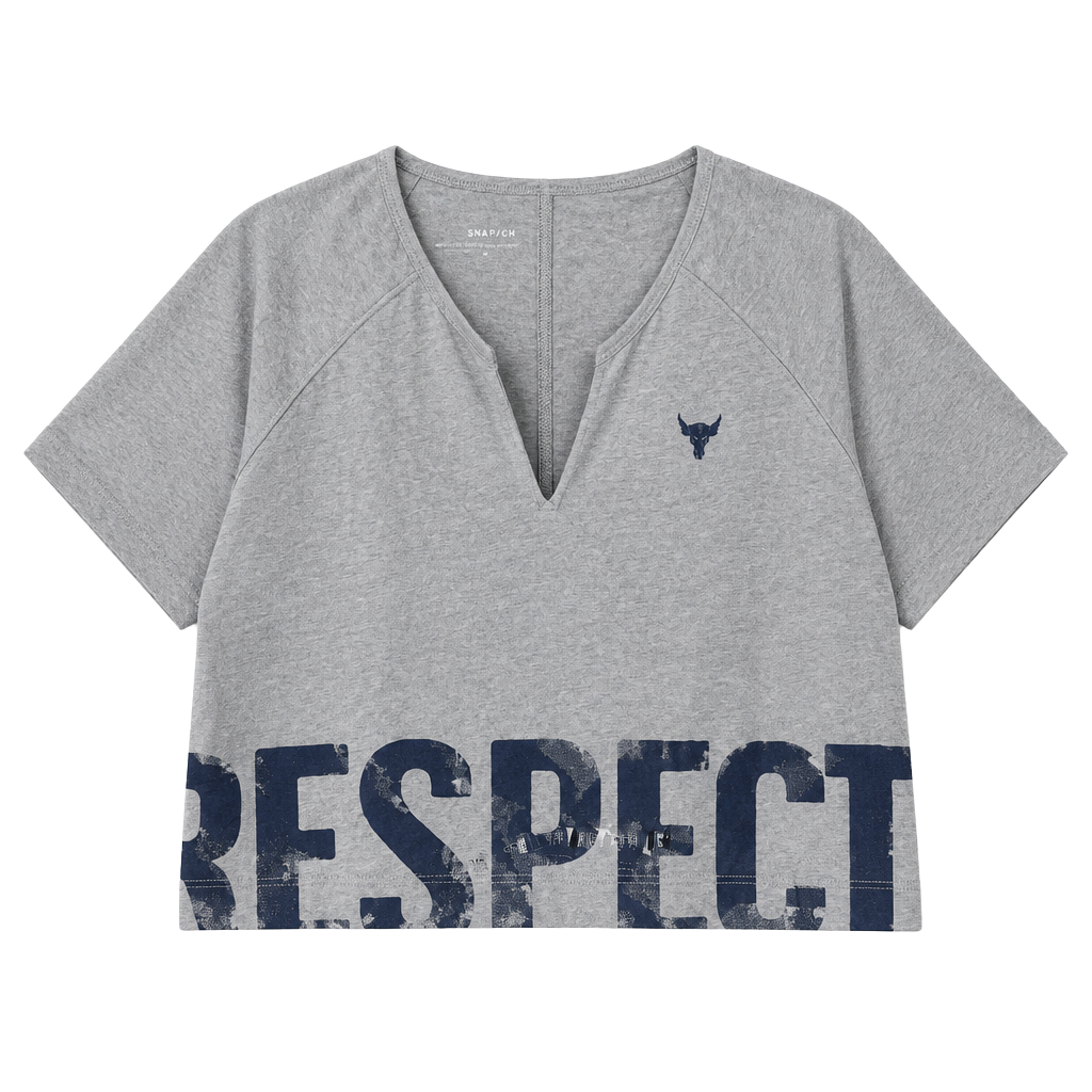 Under Armour Project Rock Respect Crop T-Shirt Size S Gray 1