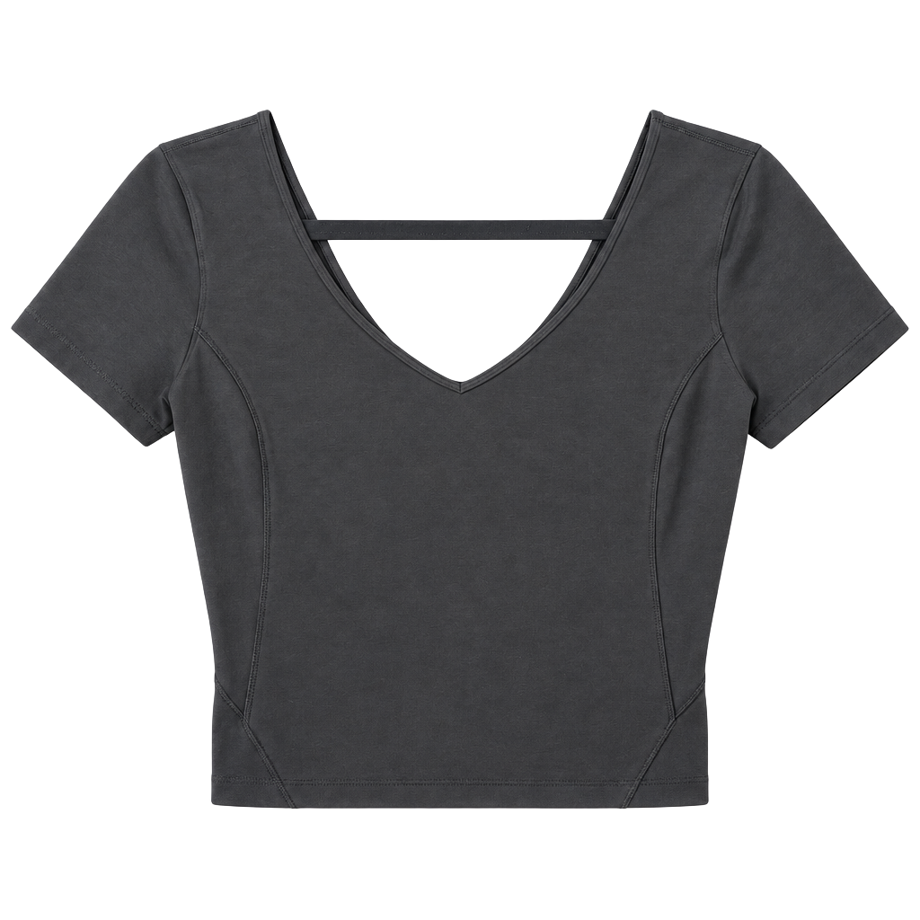 Lululemon Crop Short Sleeve Shirt Size 6 Gray Athletic Top 1