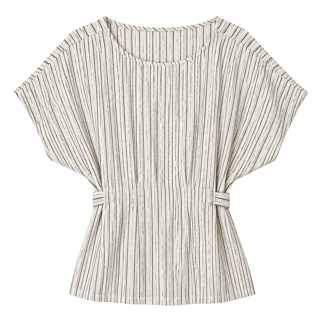 Simply Vera Vera Wang Striped Top Size M Black White Tie Waist 1