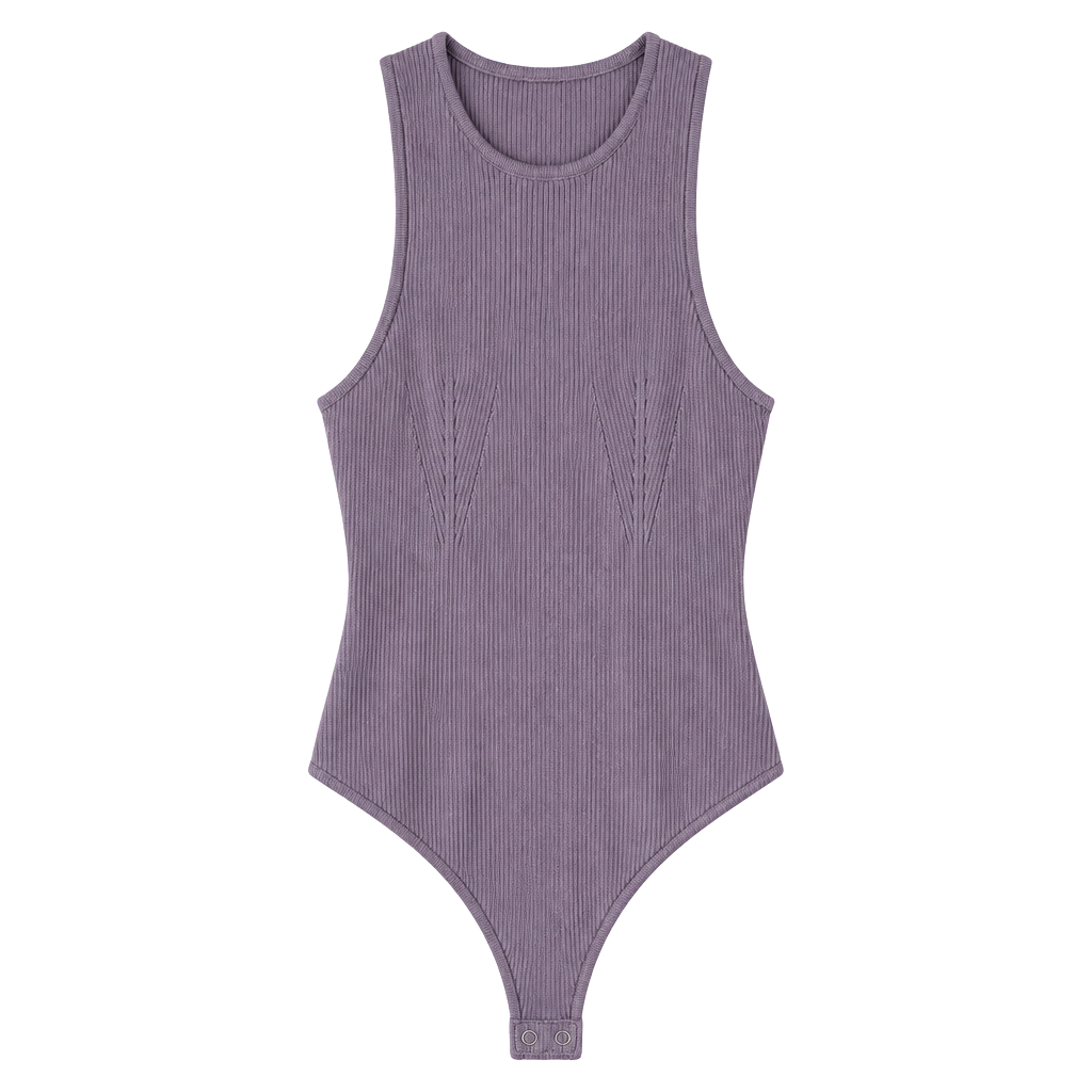 Good American Ribbed Bodysuit Lavender 1