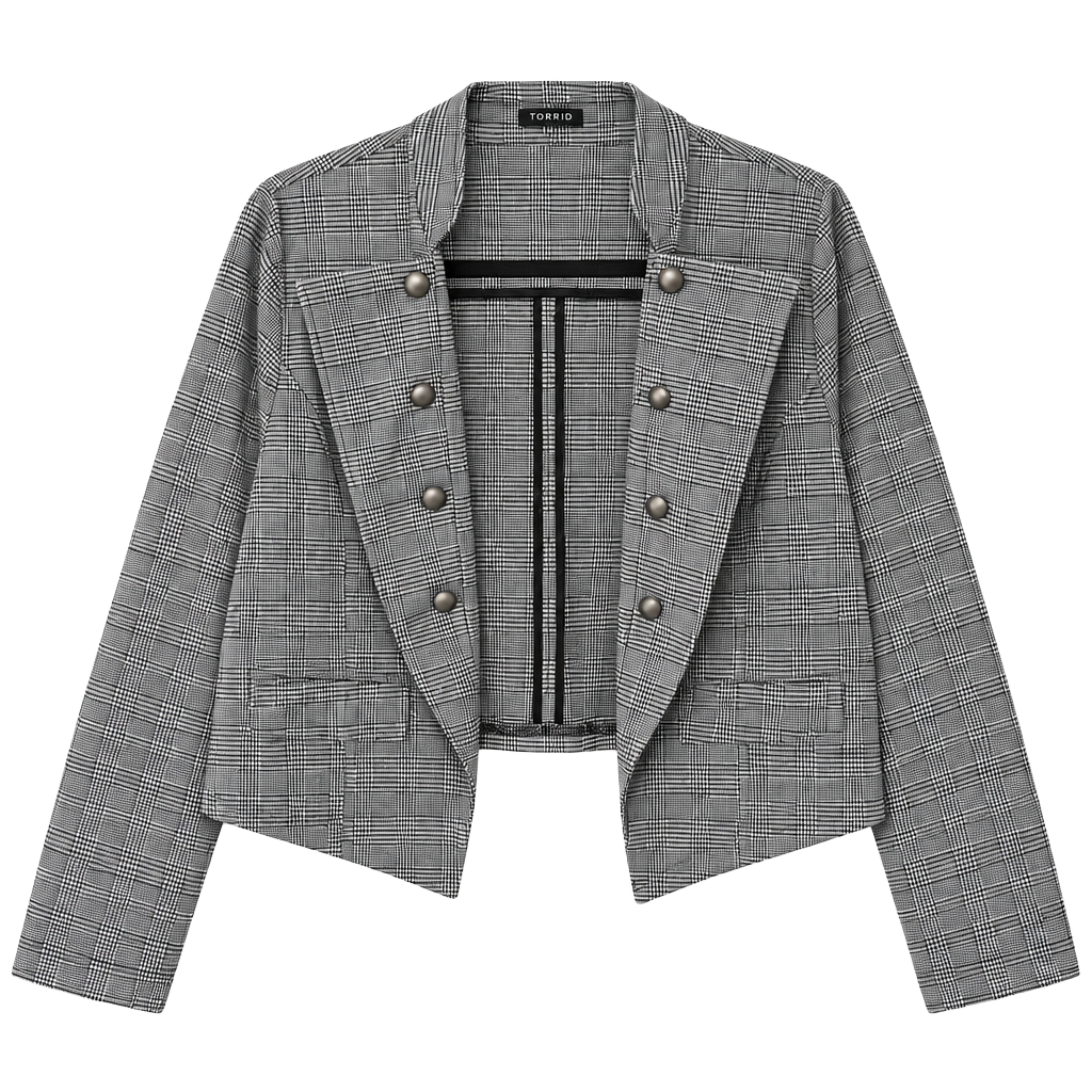 Torrid Glen Plaid Jacket Size 2 Black White 1