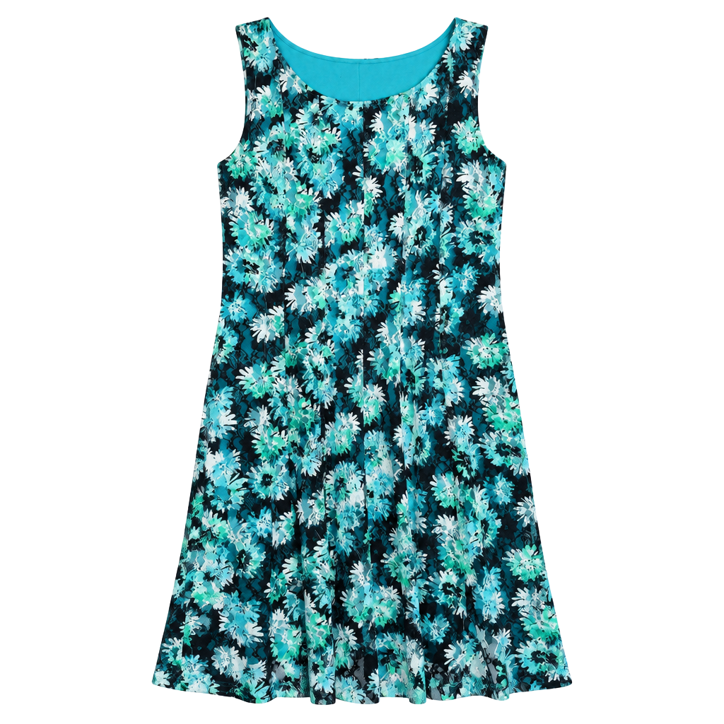 Perceptions Petite Dress Size PS Blue Floral Lace Sleeveless 1