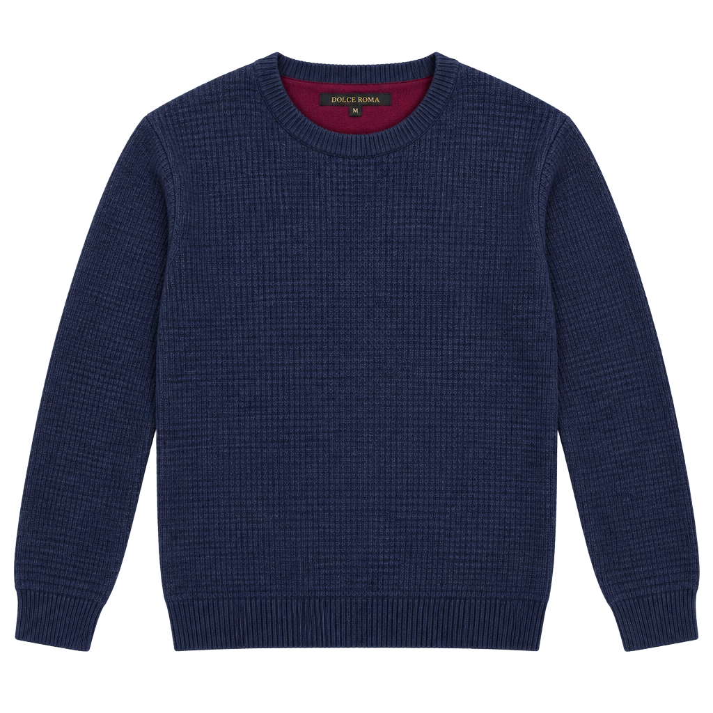 Dolce Roma Colorblock Sweater Size M Blue Burgundy Crewneck 1