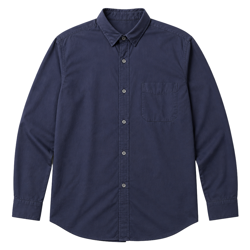 Saks Fifth Avenue Men's Navy Blue Long Sleeve Cotton Button Down Shirt 1