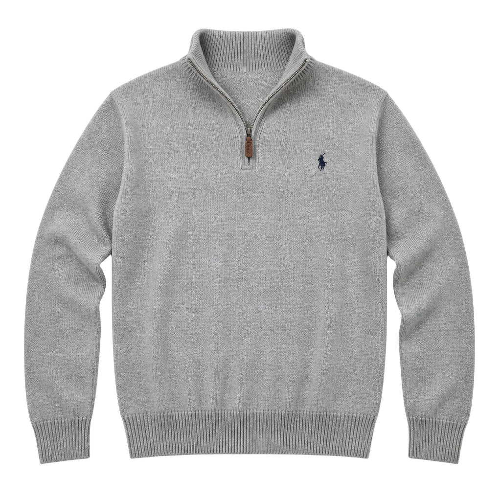 Polo Ralph Lauren Cotton Mesh Quarter-Zip Sweater in Andover Heather 1