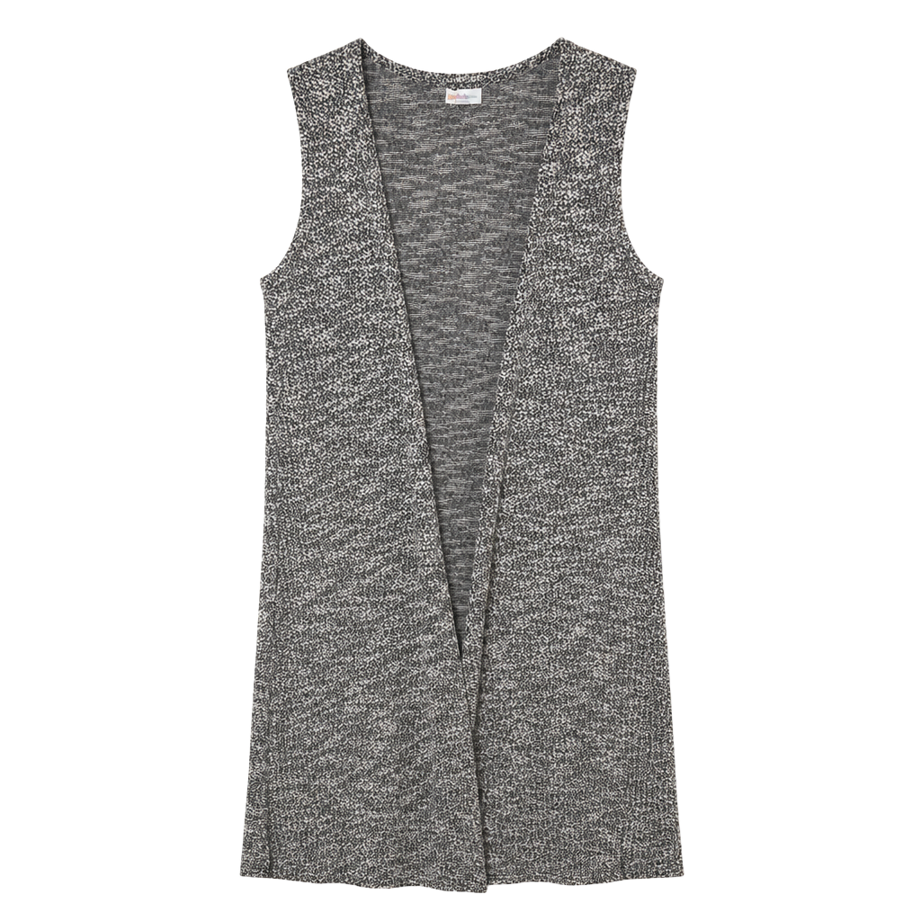 LulaRoe Women's Side Slit Marled Gray Knit Joy Long Line Duster Vest Size M 1