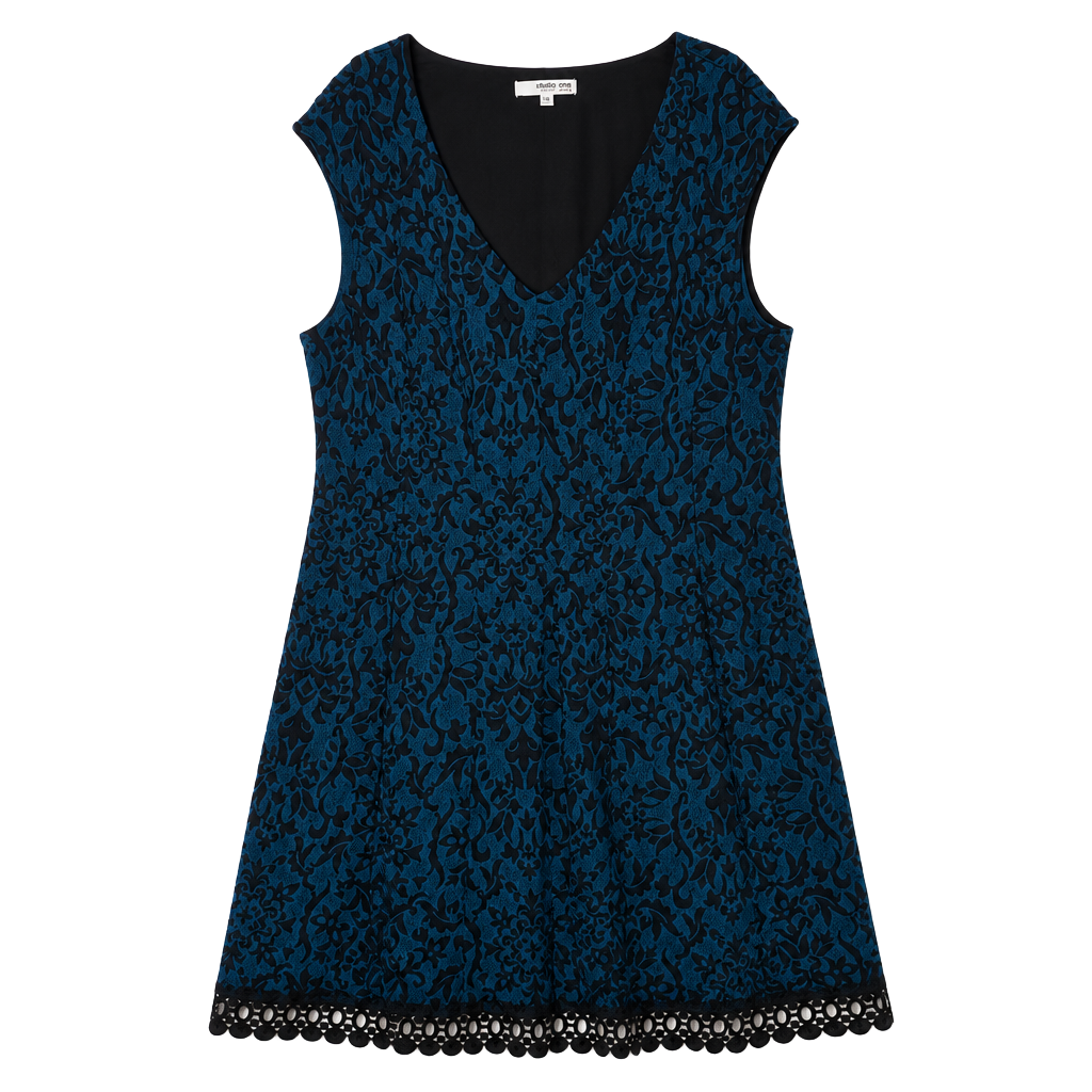 Studio One New York Sleeveless Damask Lace Hem Dress Size 18W 1