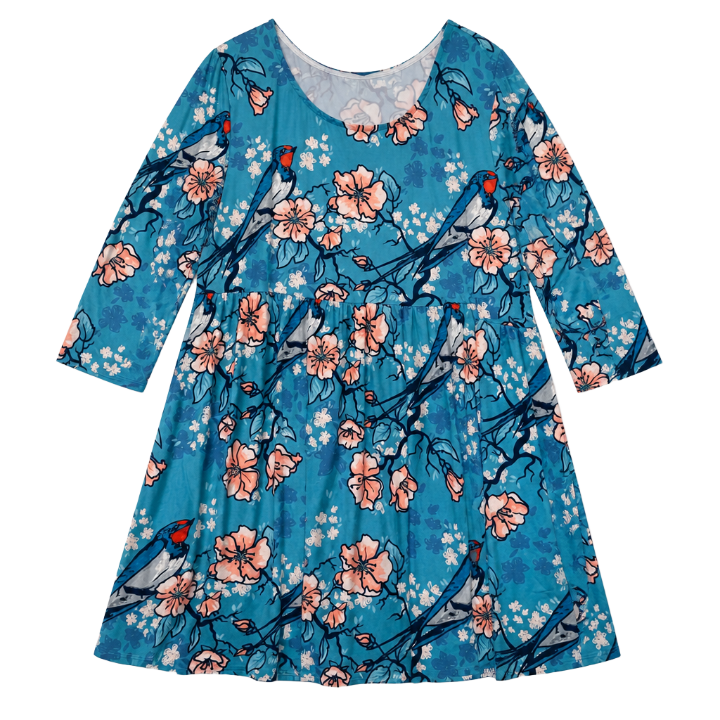 Nanu Floral Bird Print Drop Waist Dress Size 3X 1