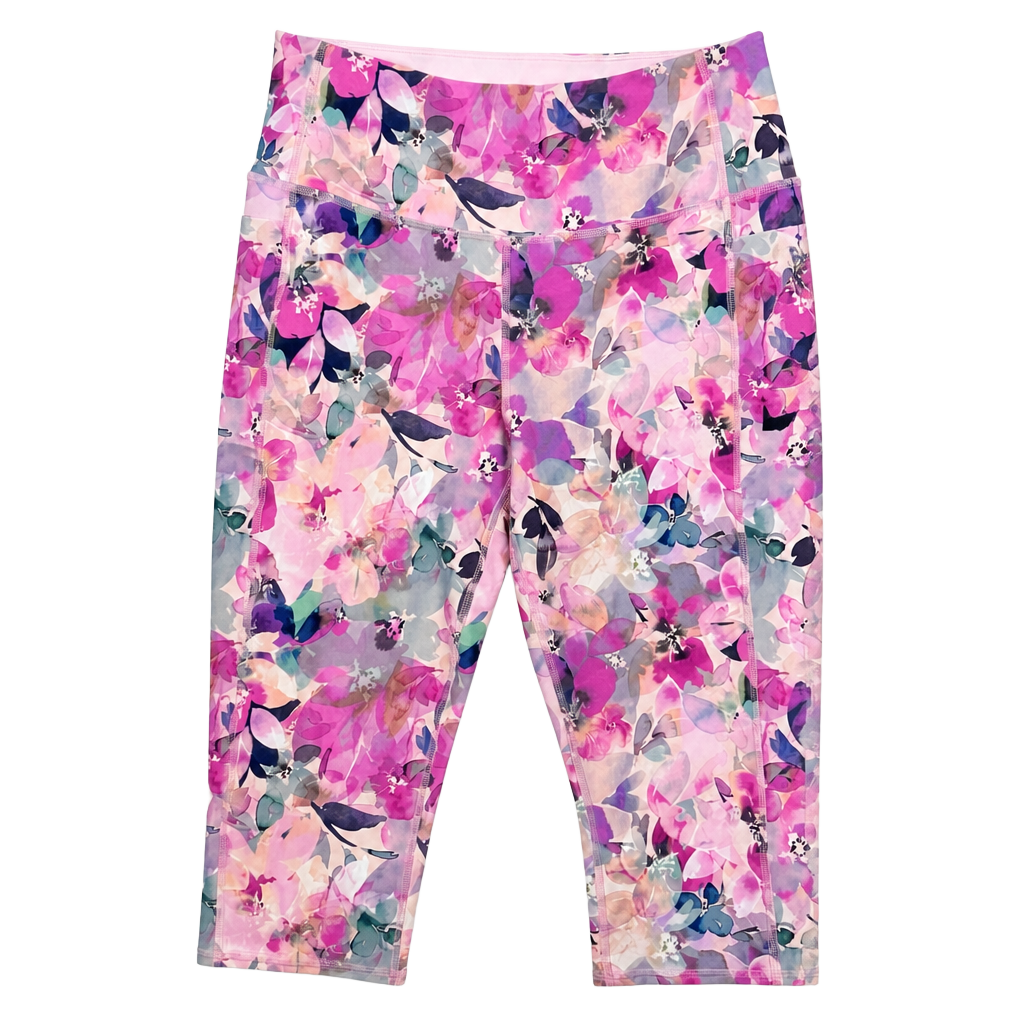 Skechers GoWalk High-Waisted Capri Leggings Floral Size L 1