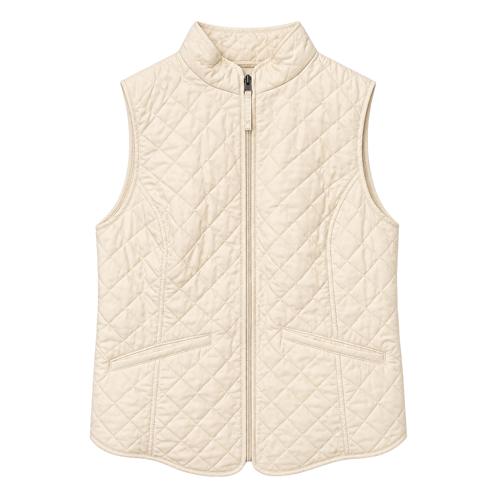 Van Heusen Women's Cream Diamond Quilted Full-Zip Vest 1