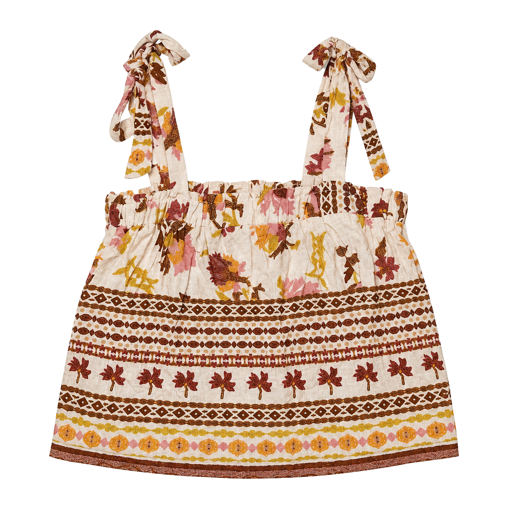 GLG Good Luck Gem Floral Print Tie Strap Tank Top Size S 1