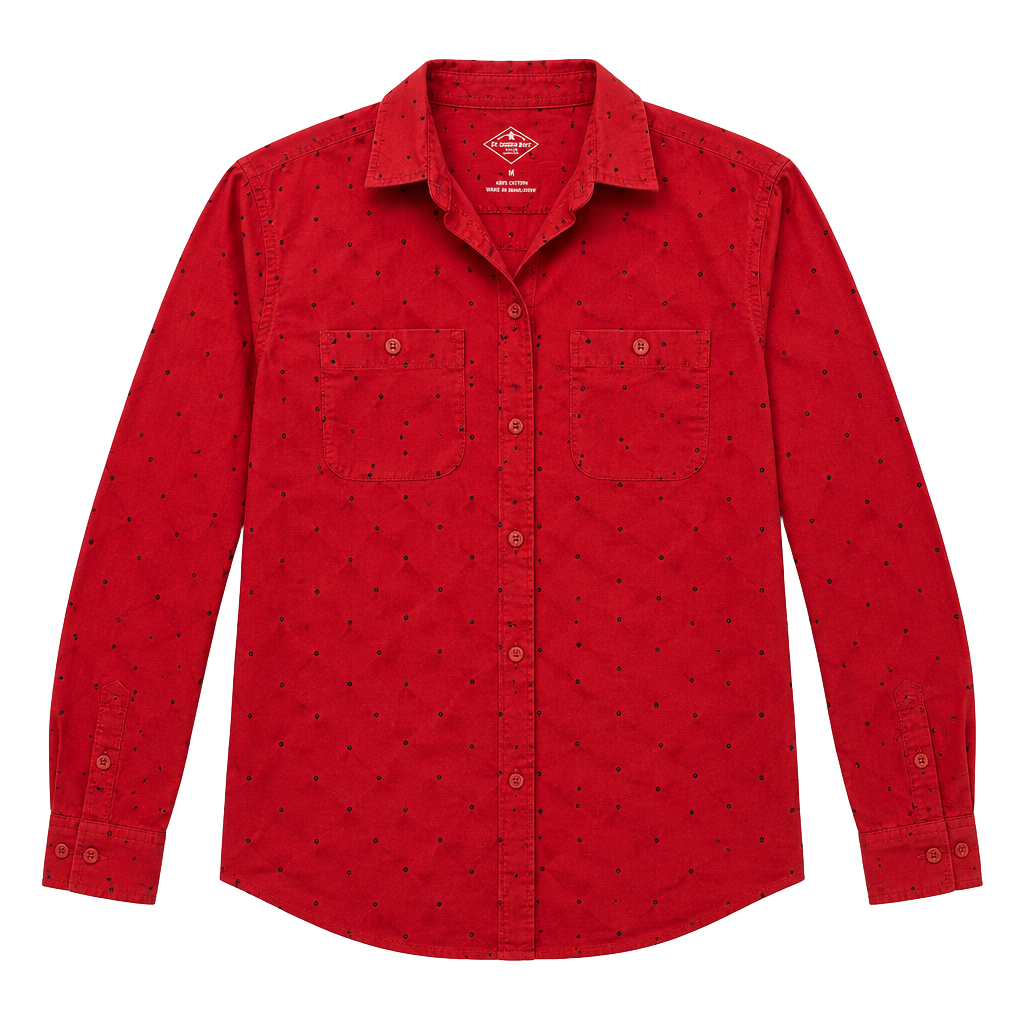 St. John's Bay Red Polka Dot Long Sleeve Button Down Shirt Size S 1