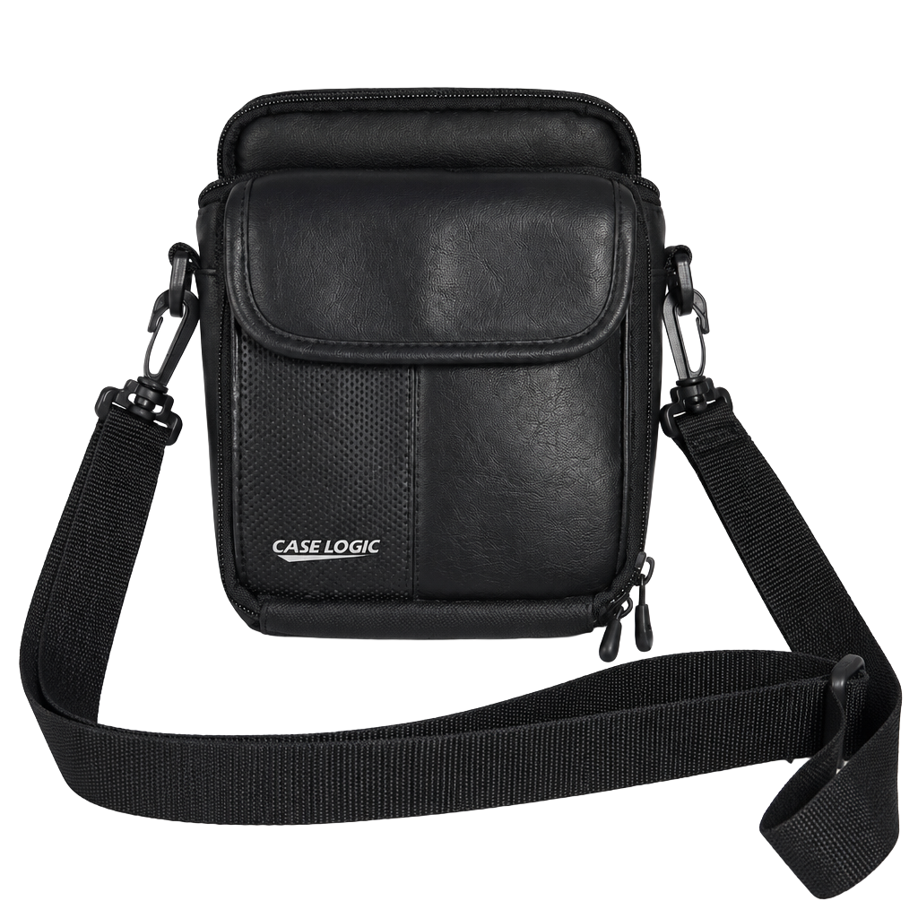 Vintage Case Logic Faux Leather Small Compact Camera Bag with Shoulder Strap 1