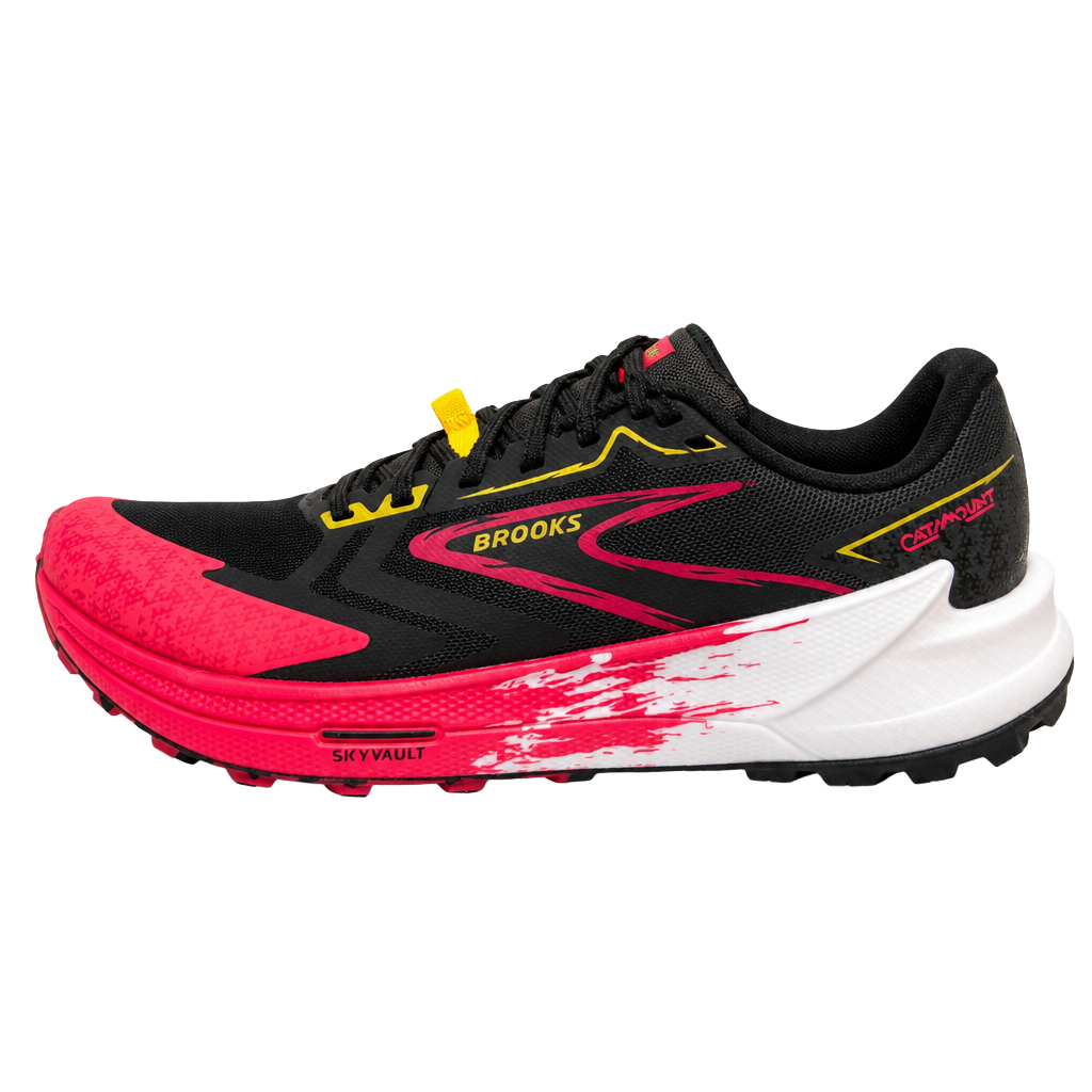 Brooks Catamount 3 Size 8.5 Black Diva Pink Lemon Chrome Trail Shoes 1