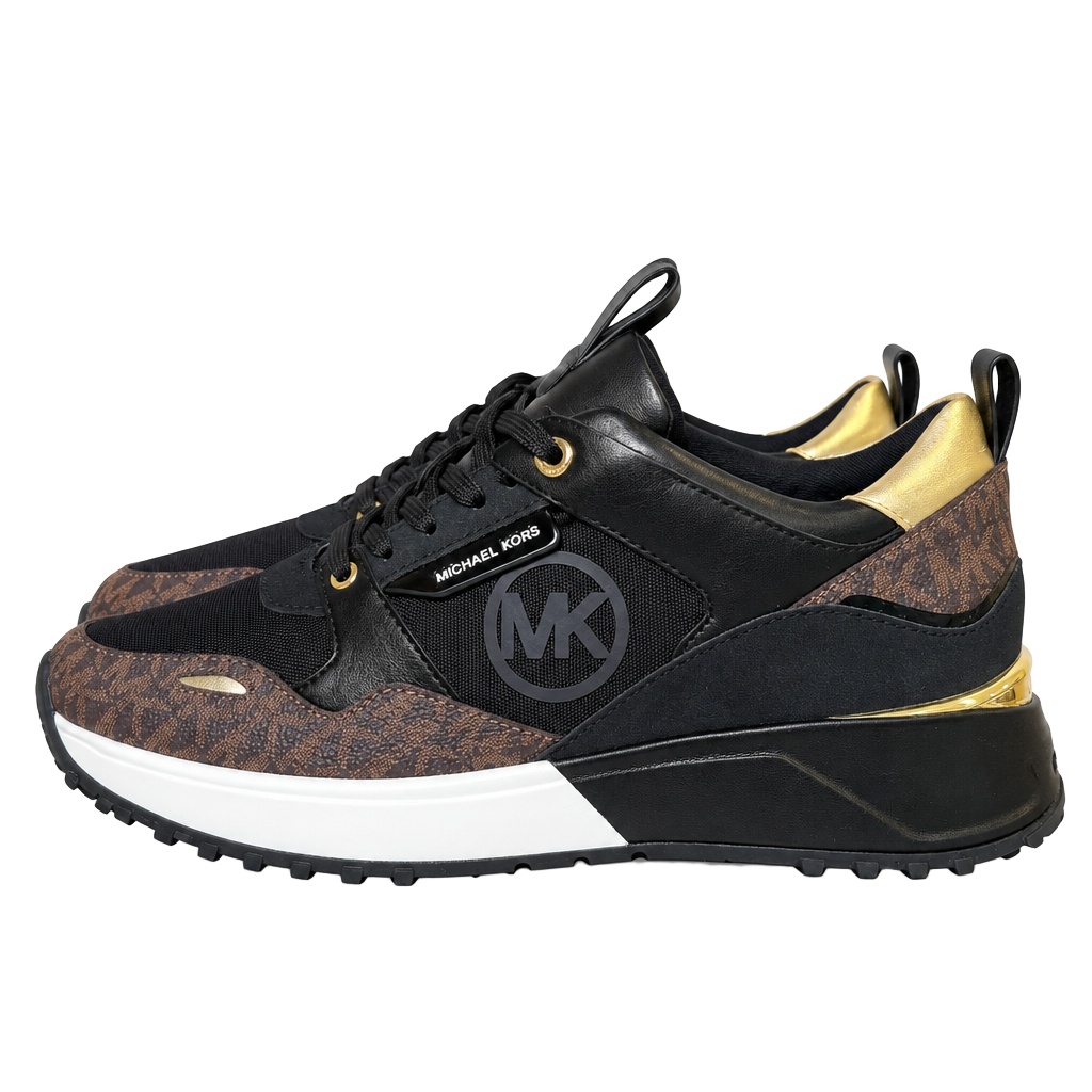 Michael Kors Theo Trainer Size 7.5M Black Monogram 1