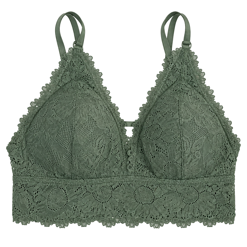 Aerie Green Lace Floral Bralette with Adjustable Straps 1