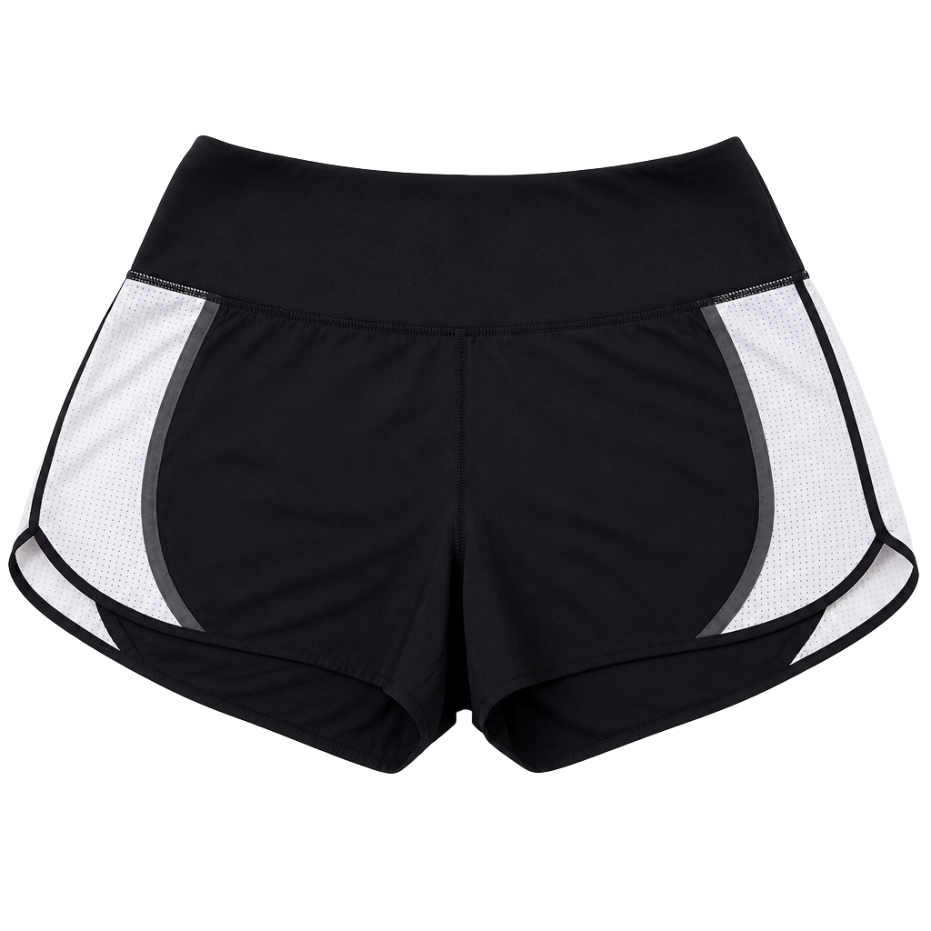 Athleta Acceleration Running Shorts Black White Mesh Side Panels Size Medium 1