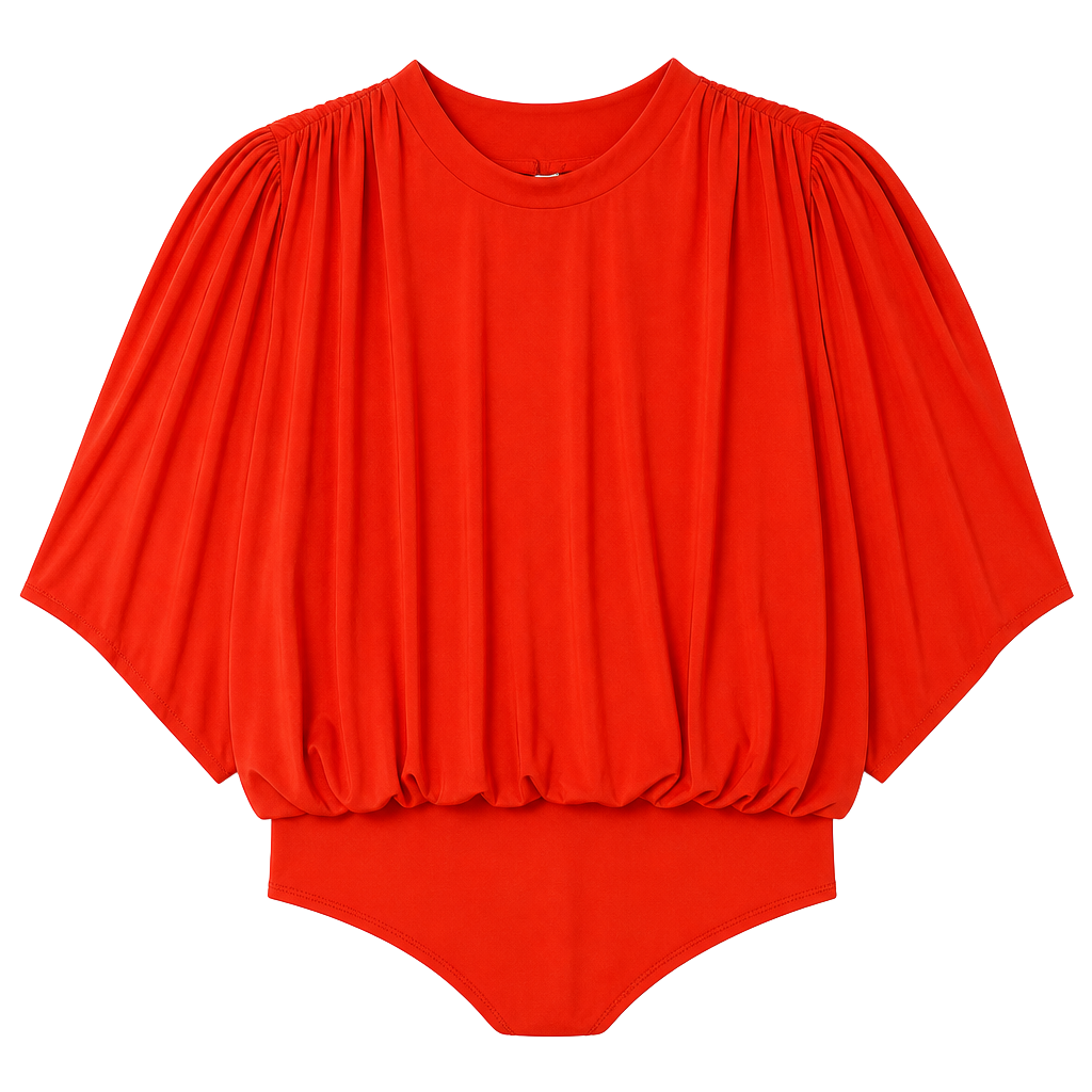 *Express Orange Pleated High-Neck Body Suit, Open Back, Size XL - NWT 1