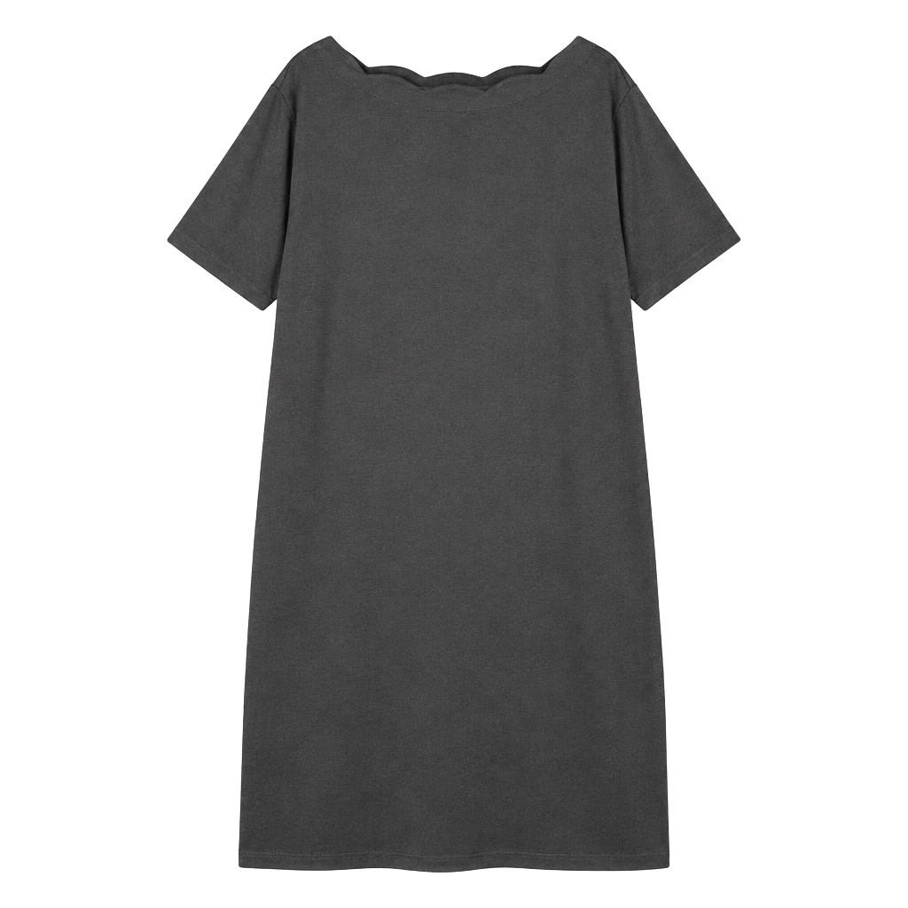 Croft & Barrow Dress Size 2X Black Scalloped Neckline Short Sleeve 1