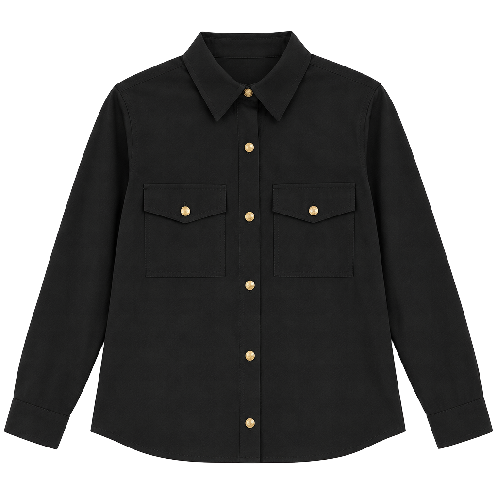 Gerard Darel Black Button Up Shirt Size 3 1