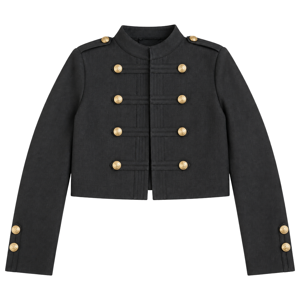 Karen Millen Military Band Jacket Size L Black Gold Buttons 1