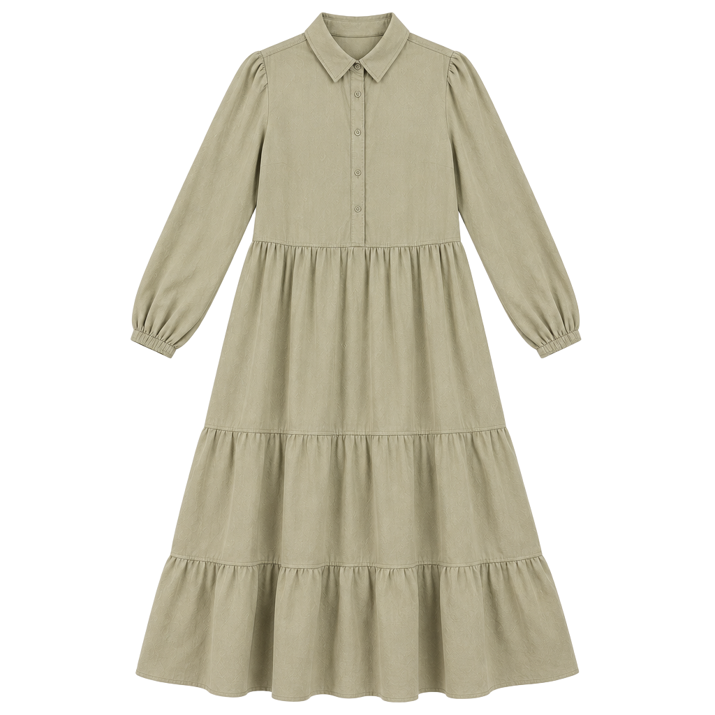 Max Studio London Dress Size L Green Tiered 1