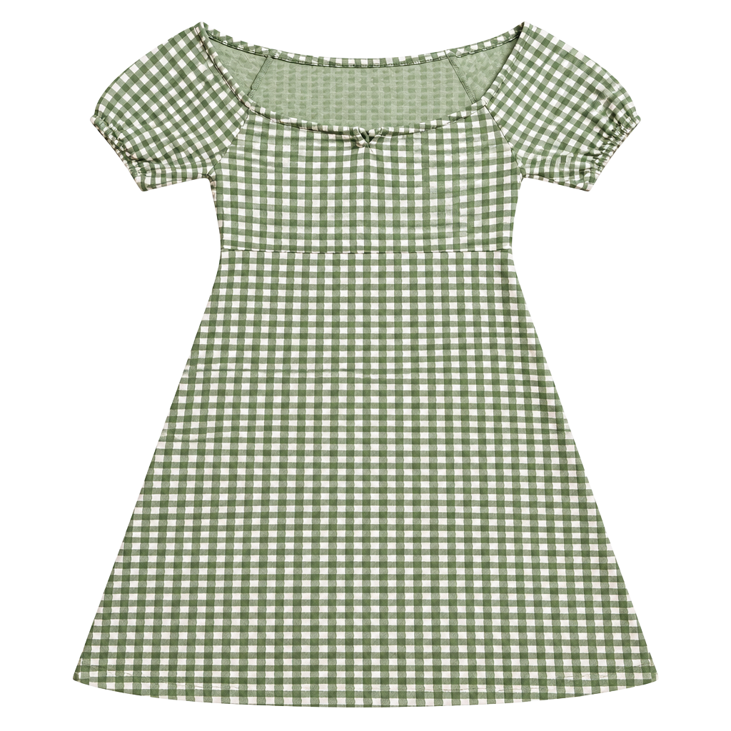 Madewell Jacquard Puff-Sleeve Mini Dress Gingham Check 1