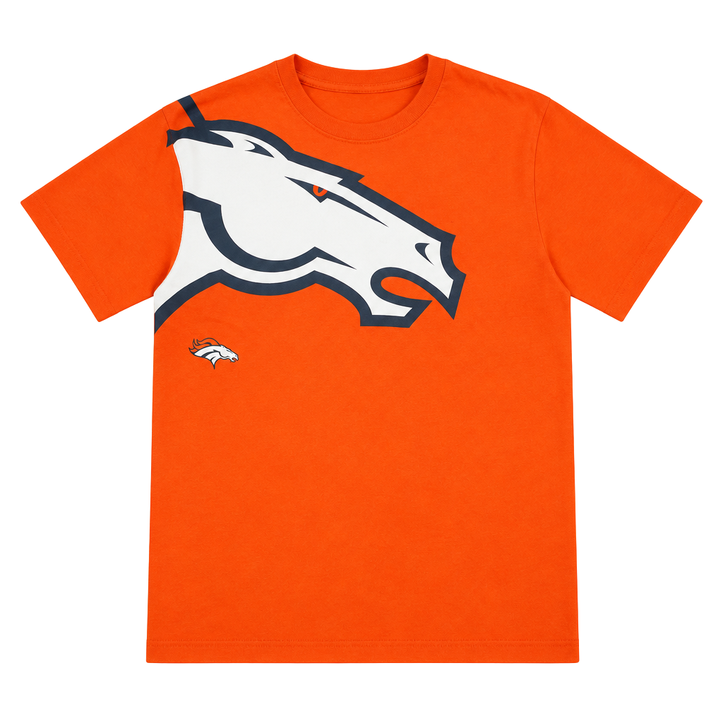 NFL Team Apparel Denver Broncos T-Shirt Size 2XL Orange Football Graphic 1