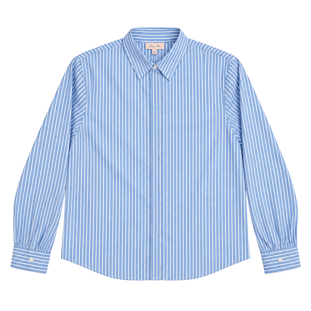 Colette Rose New Striped Button-Down Shirt Size L Blue 1