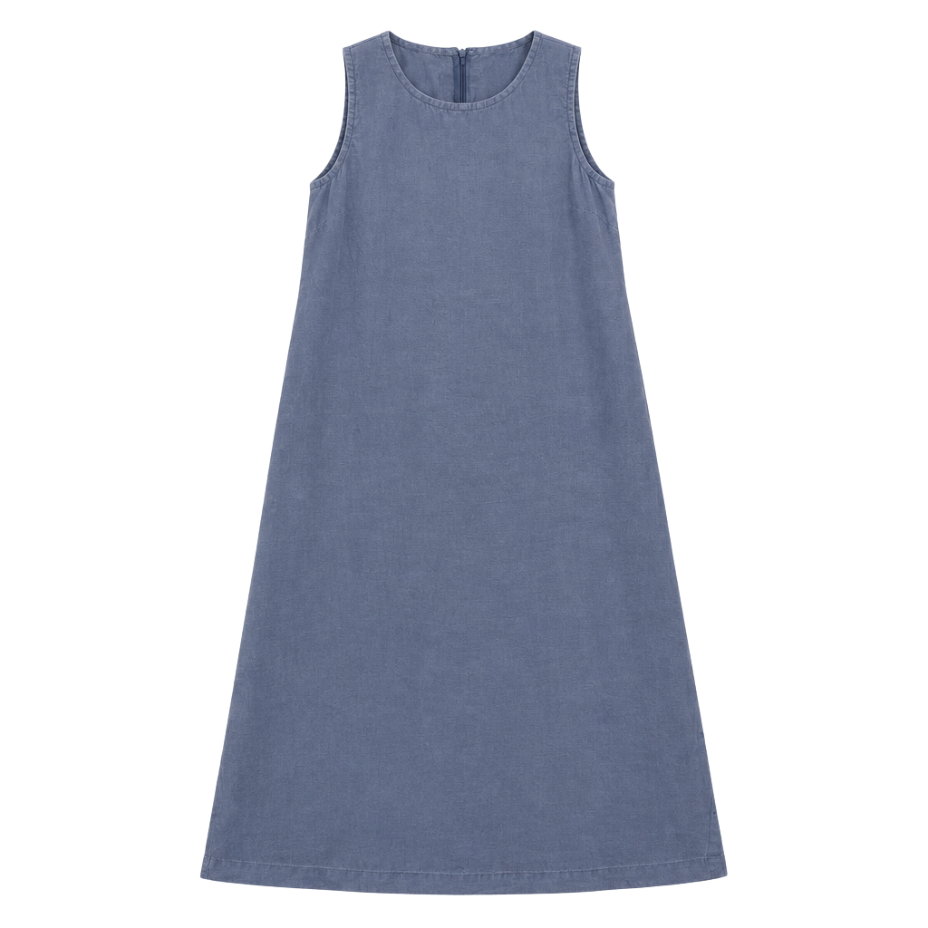 Michael Stars Midi Dress Size M Blue Linen Sleeveless 1