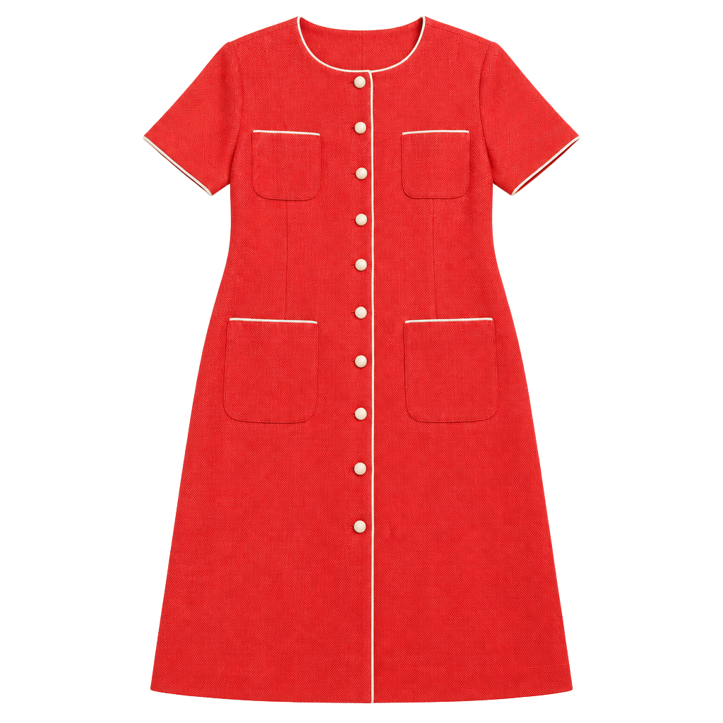 Donna Ricco New Vintage Coral Pink White Button 1