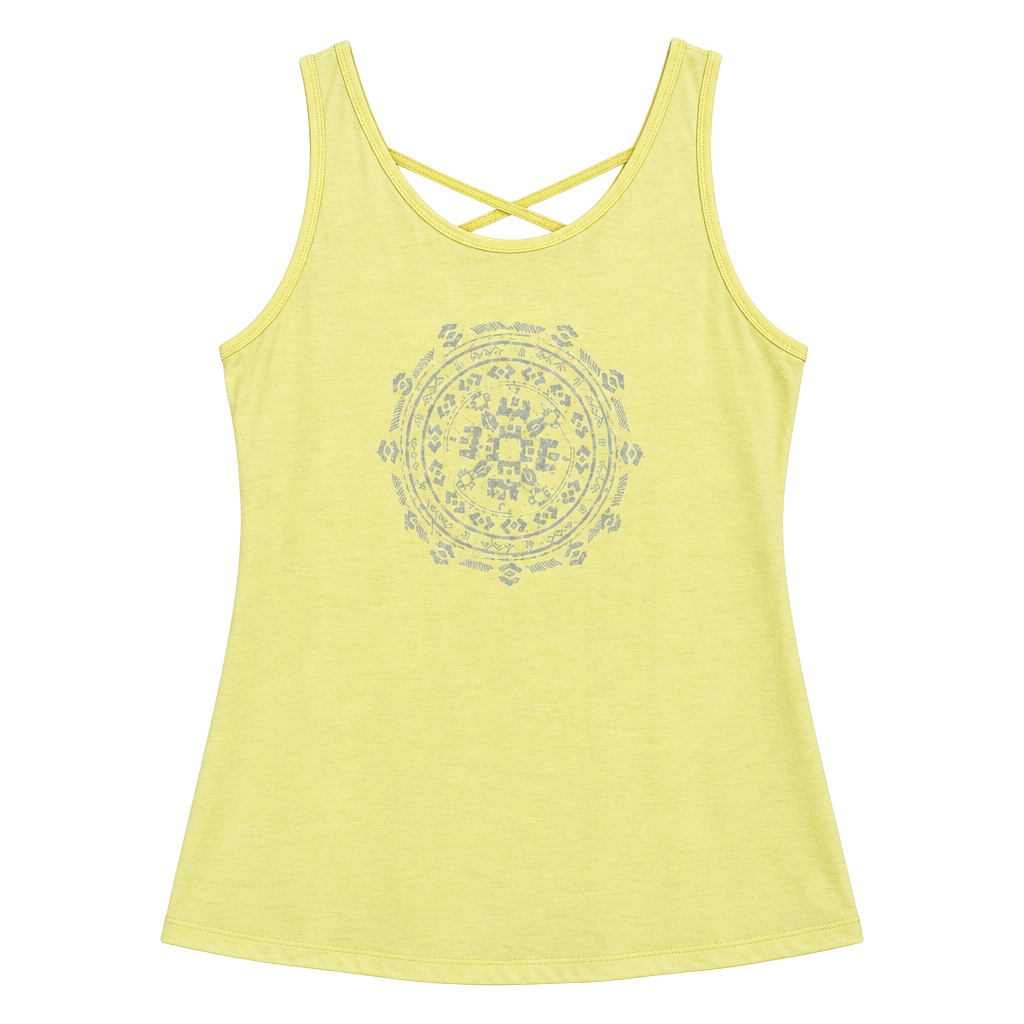Columbia Women’s Strappy Back Scoop Neck Graphic Tank Top Yellow Size L 1