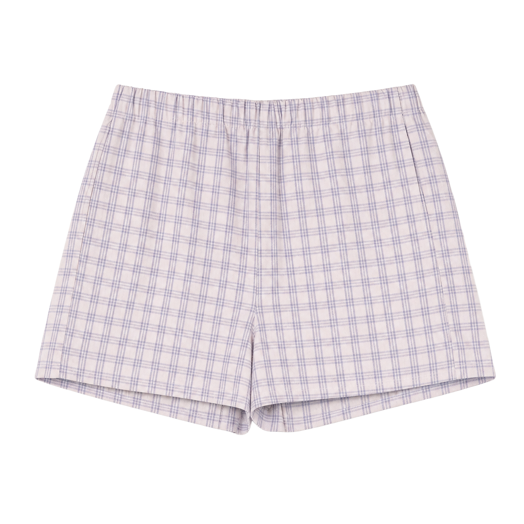 Brandy Melville Y2K Cozycore John Galt Light Blue Plaid Logan Boxer Shorts 1