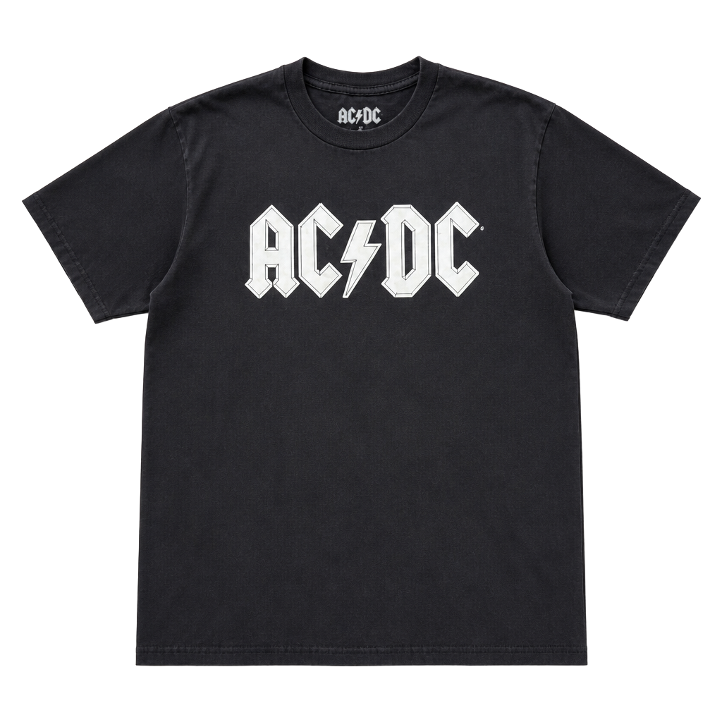 AC/DC Official White Logo Black T-Shirt 1