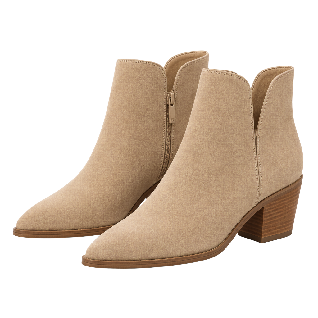 Vince Camuto Suede Pointed Toe Booties Size 8.5 Beige 1