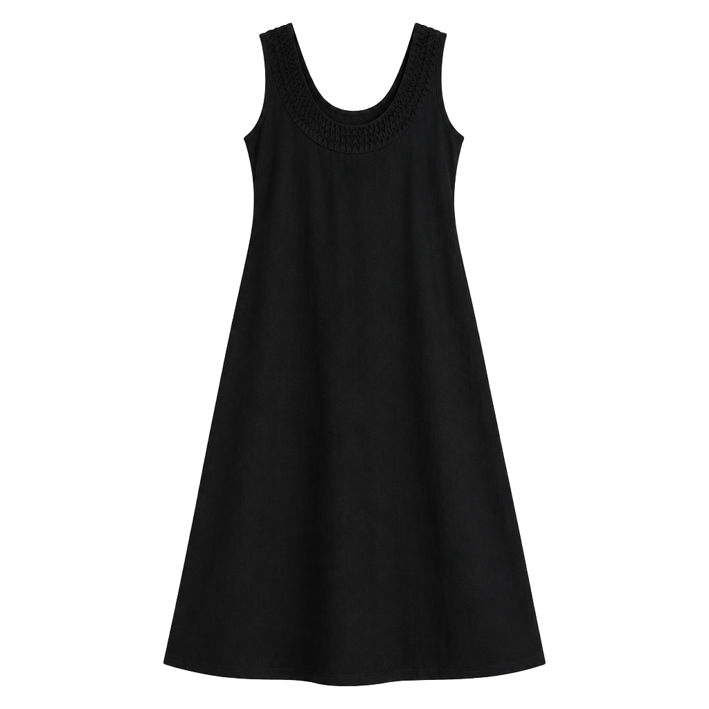 Tommy Bahama Embroidered Neck Dress Size M Black 1