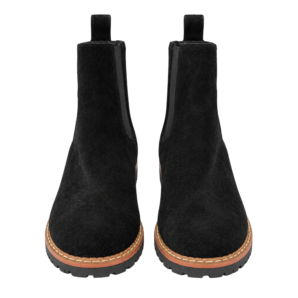 Chelsea Boots Size 9 Black Suede Lug Sole Block Heel 1