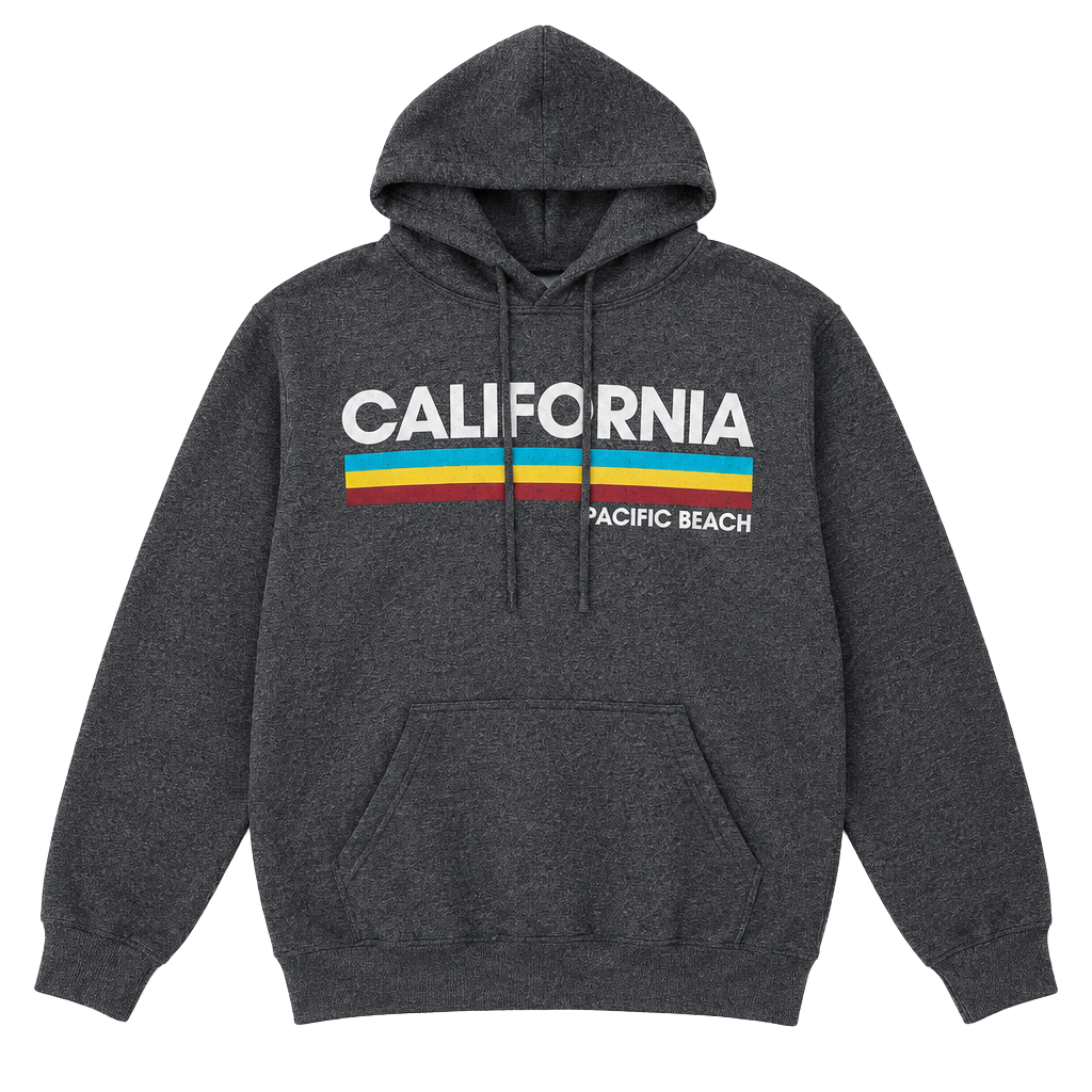 Teemax California Pacific Beach Hoodie Size M Gray Pullover 1
