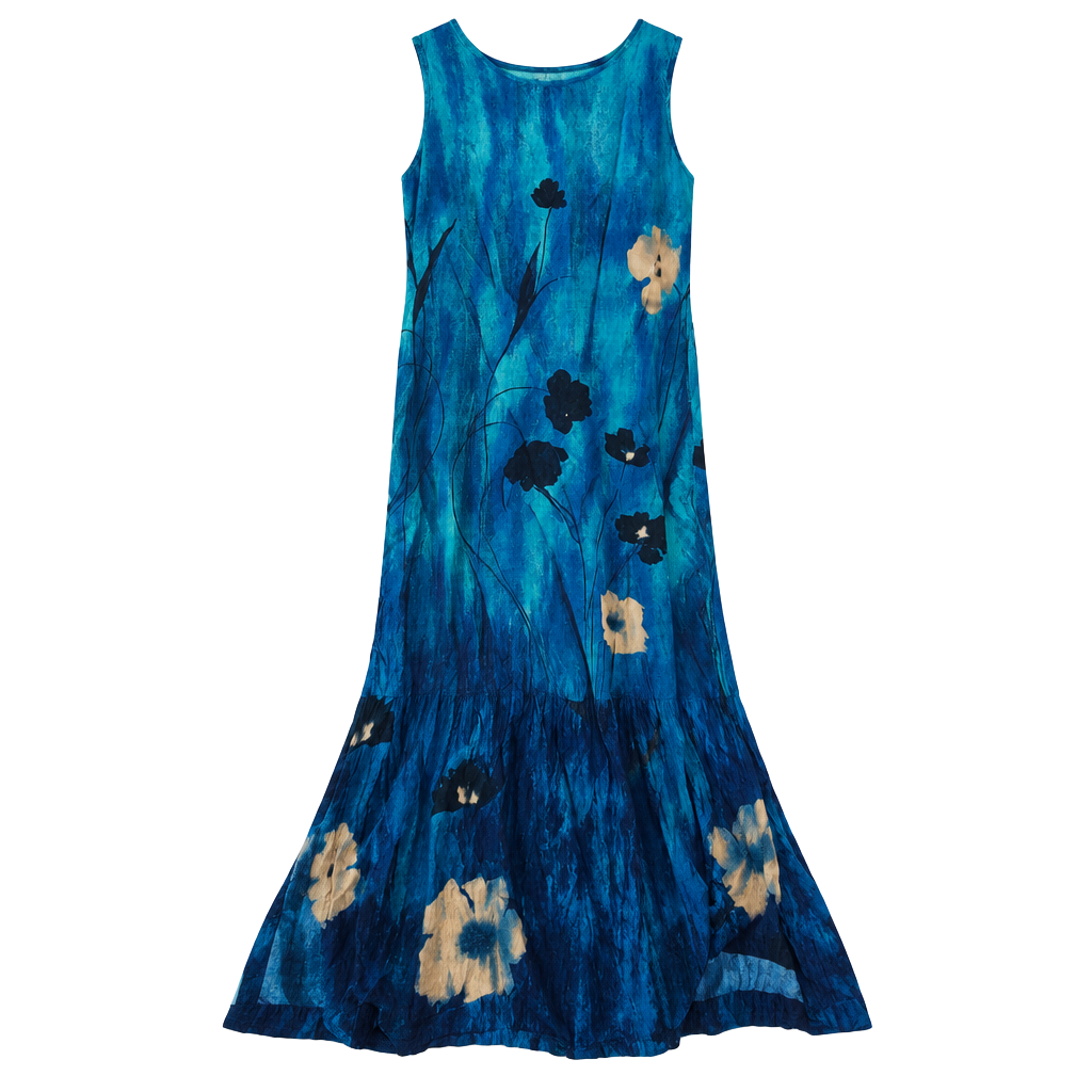 Jane Ashley Blue Floral Maxi Dress Size M 1